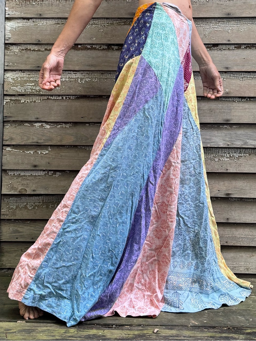 VTG Festival Bohemian Patchwork Maxi Skirt - Pastel Multi - Picture 4 of 16